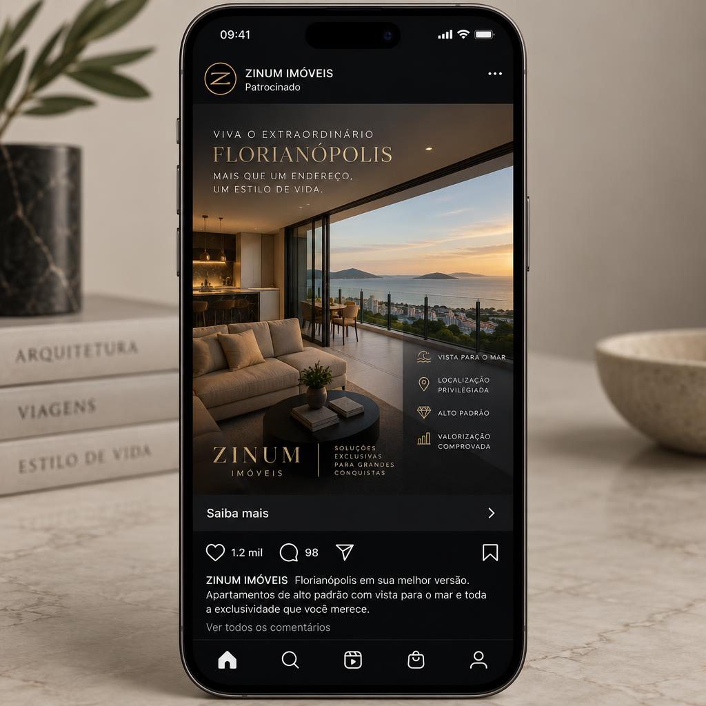Exemplo de anúncio patrocinado de imóvel da ZINUM nas redes sociais